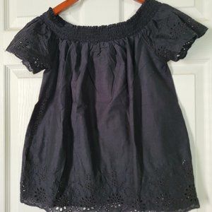 OLD NAVY Black Off the Shoulder Eyelet Top
